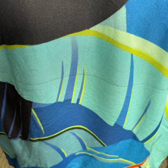 Farm Rio Tropical Toucan Sarong Skirt Tassel Hem Ombre Sunset Wrap Fringe Size P - Picture 11 of 12